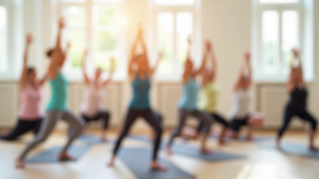 People of various ages practicing yoga together in bright, modern wellness studio with natural light