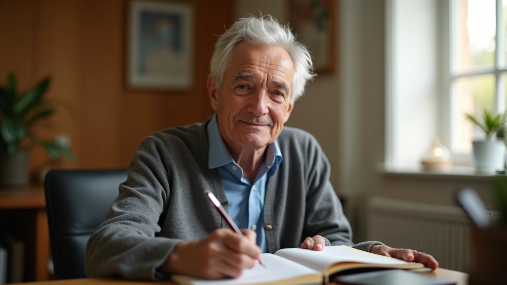 Person writing in journal during peaceful self-reflection time in comfortable home setting